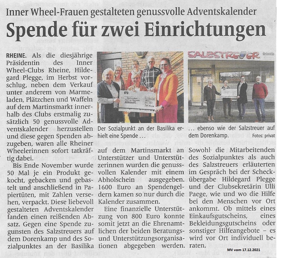 Inner Wheel Frauen spenden an Salzstreuer
