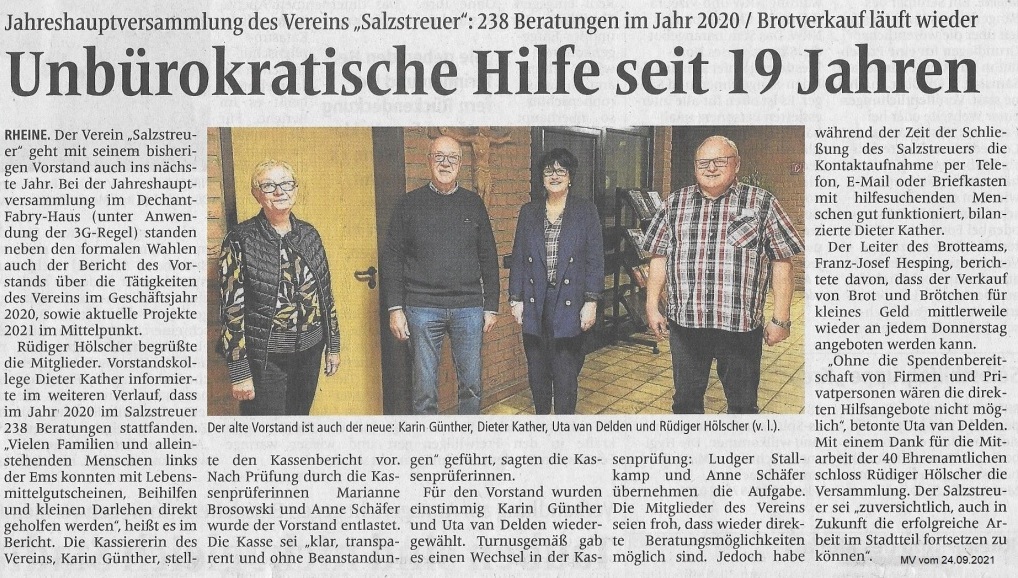 Jahreshauptversammlung 2021